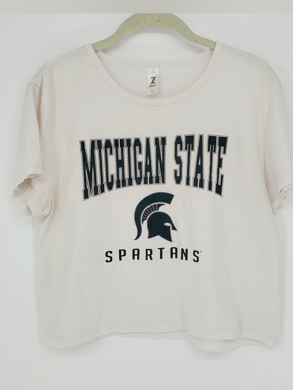 Michigan State Spartans White Graphic Crop Tee